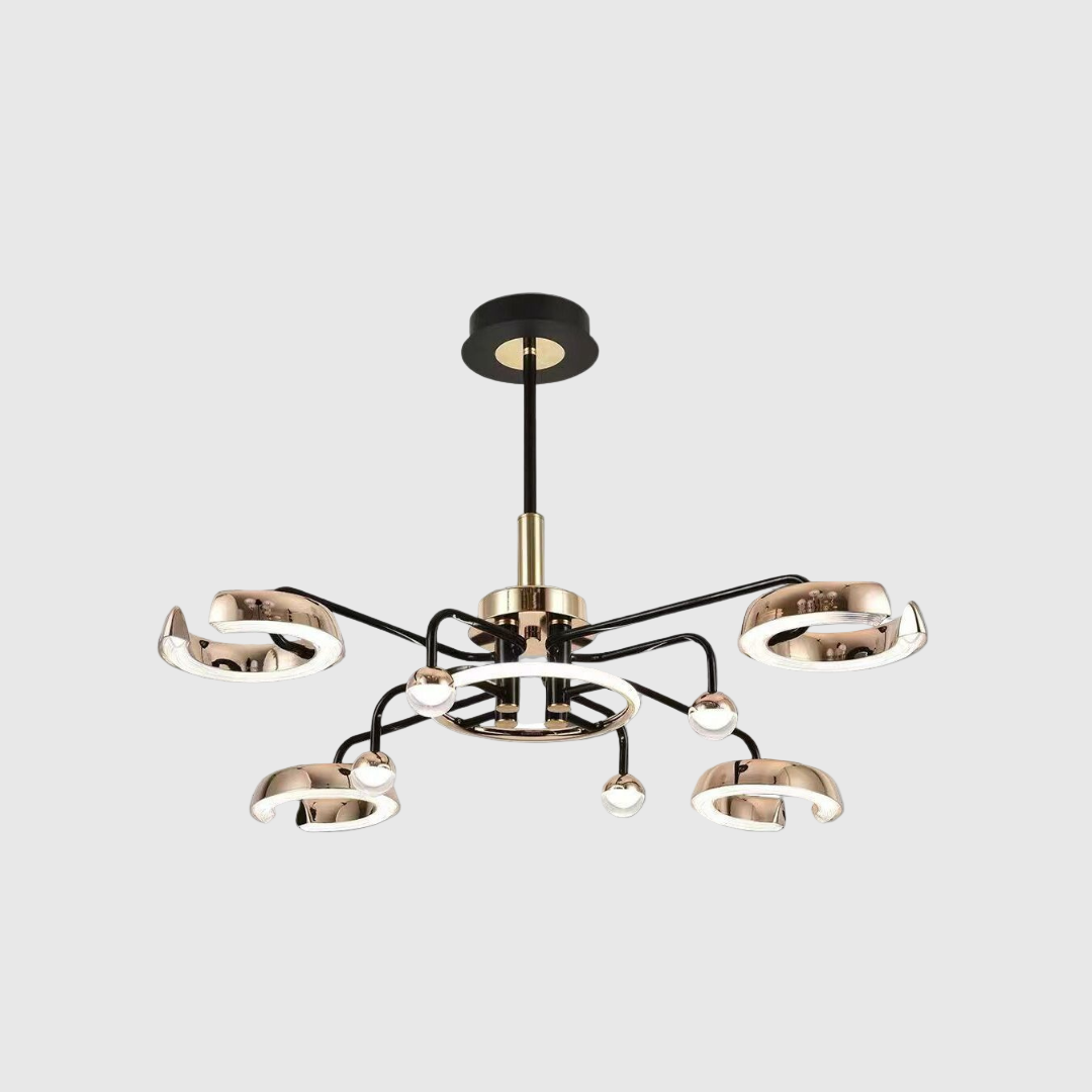 Modern Golden & Black Linear Ceiling Chandelier