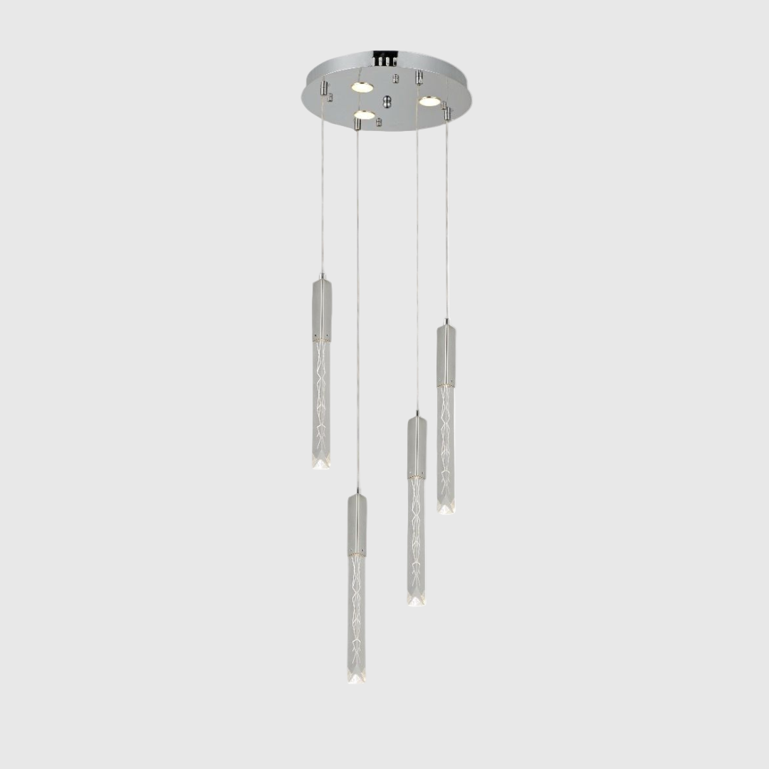 Modern Long Crystal 3-Color LED Chandelier