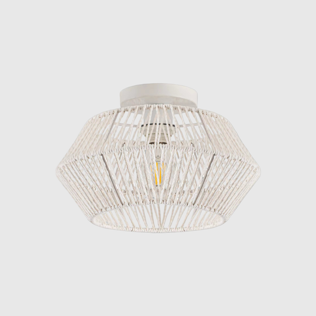 Rustic Black and White Bamboo Chandelier