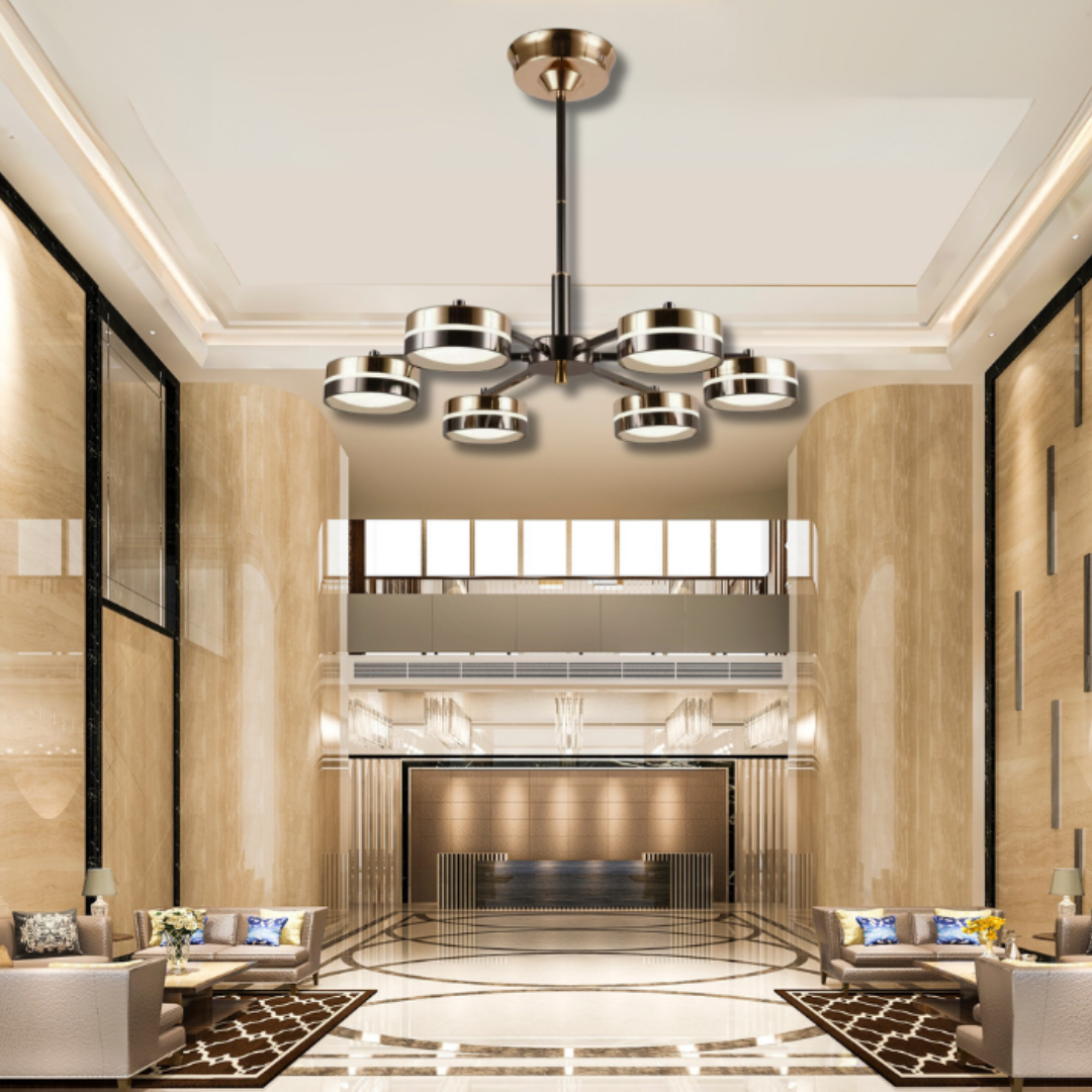 Modern Golden & Black Linear Ceiling Chandelier