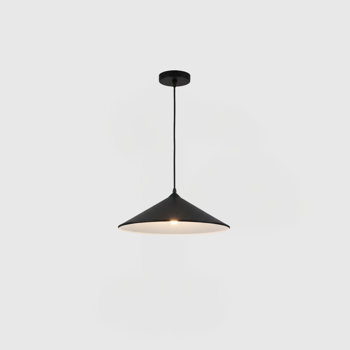 Modern Black Cone Pendant Lamp – Textured Metal Hanging Light for Dining & Kitchen