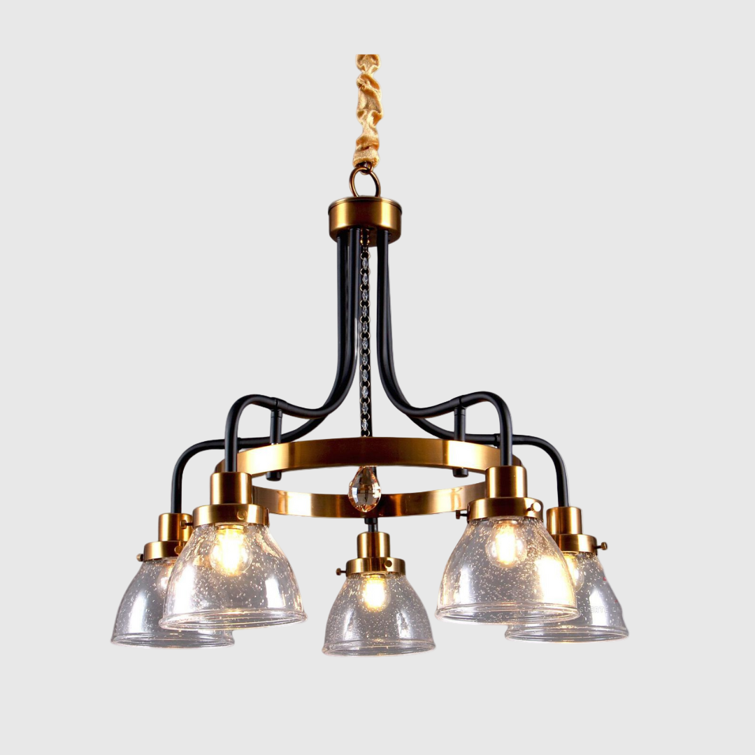 Vintage Metal and Glass Ceiling Chandelier