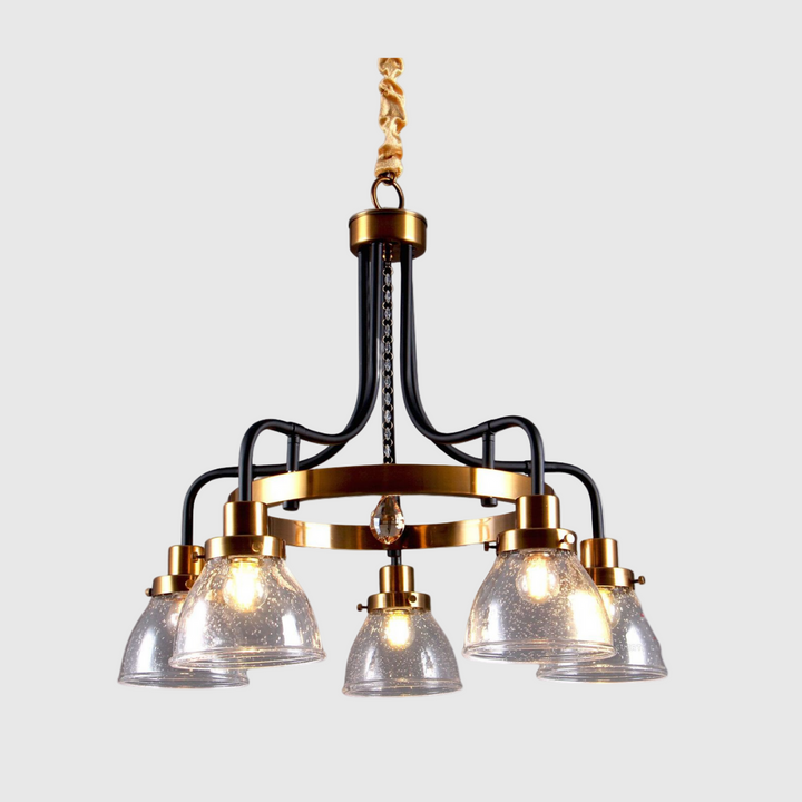 Vintage Metal and Glass Ceiling Chandelier