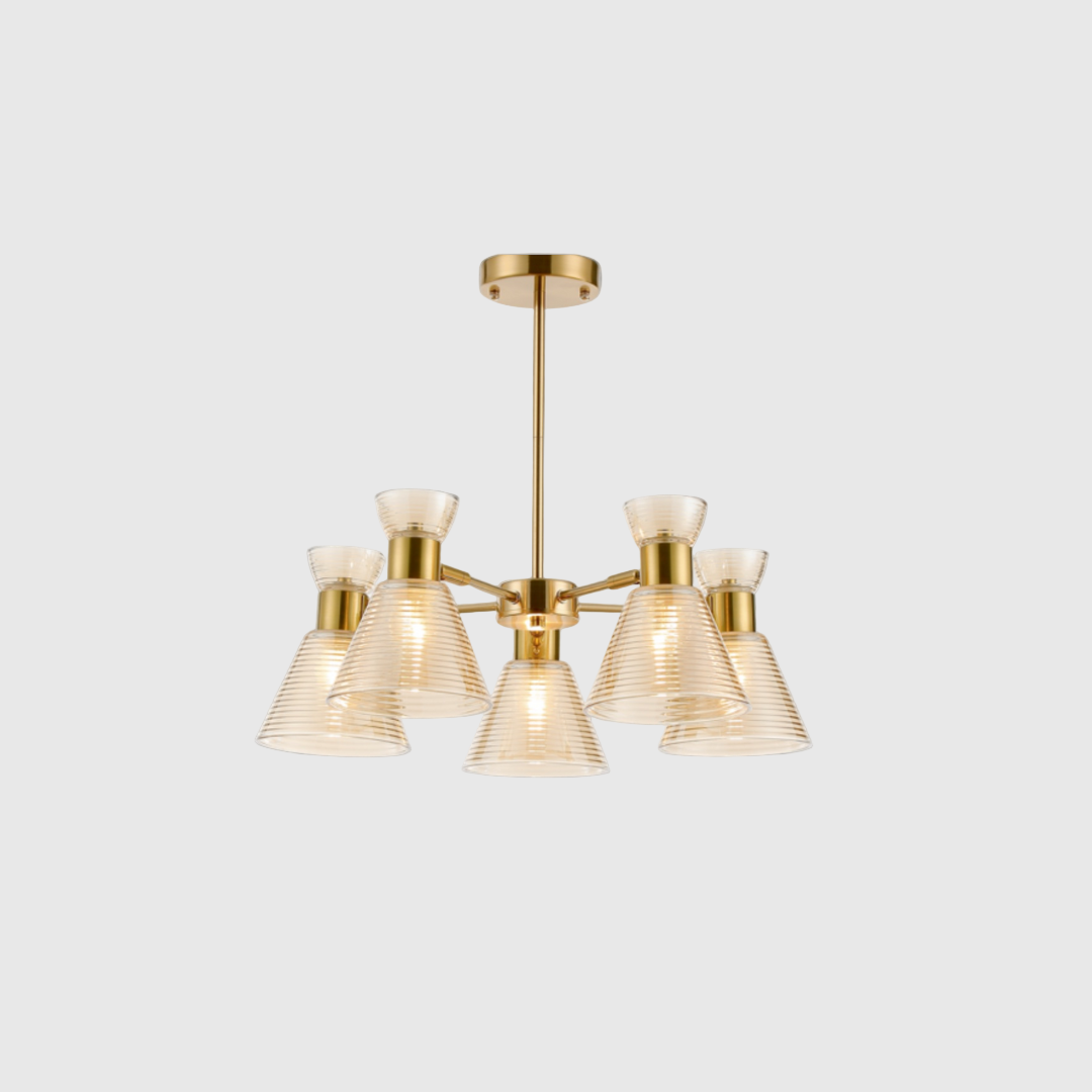 Golden Glass Copper Pendant Chandelier