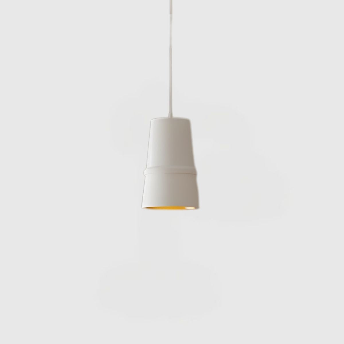 White Pendant Light with Gold Interior – Modern Hanging Ceiling Lamp