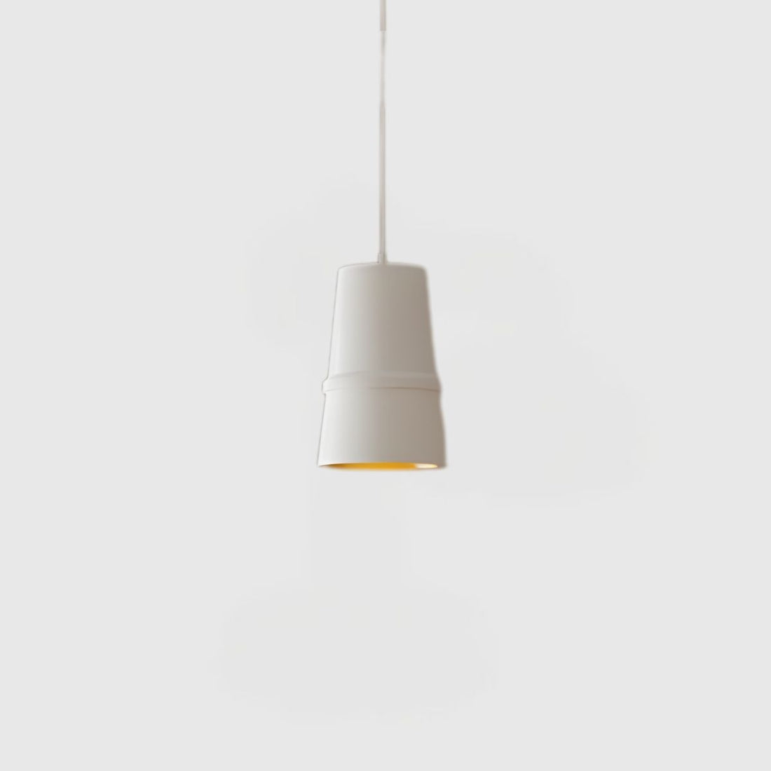 White Pendant Light with Gold Interior – Modern Hanging Ceiling Lamp