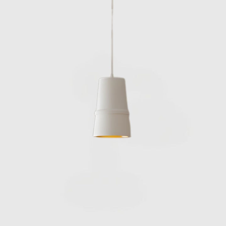 White Pendant Light with Gold Interior – Modern Hanging Ceiling Lamp