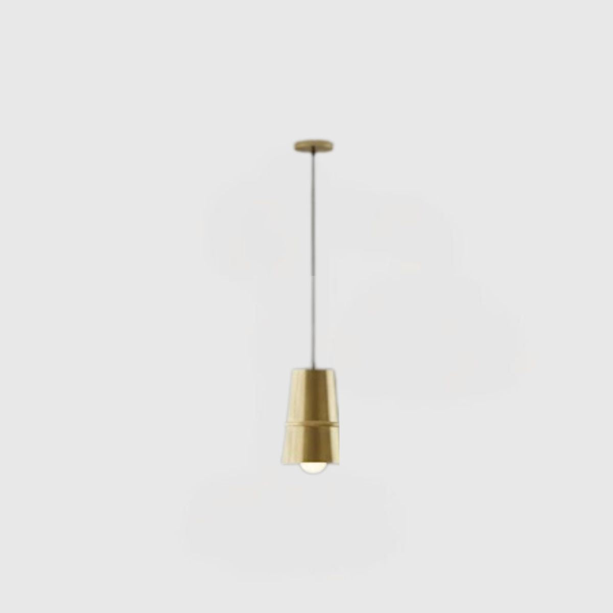 Castor One Light Pendant – Minimalist Gold Aluminum Shade with Matte White Interior