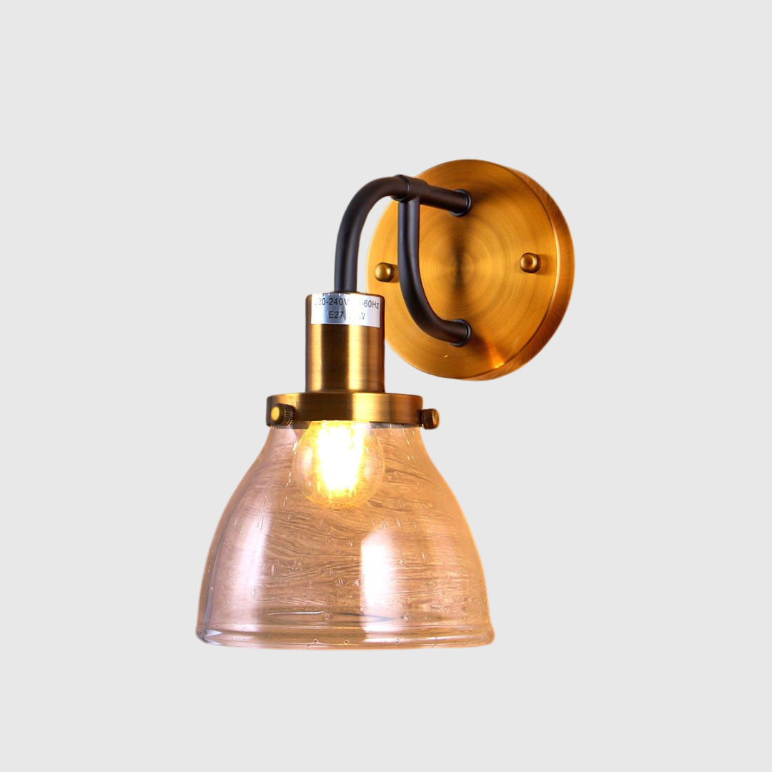Modern Copper Glass Wall Light Fixture