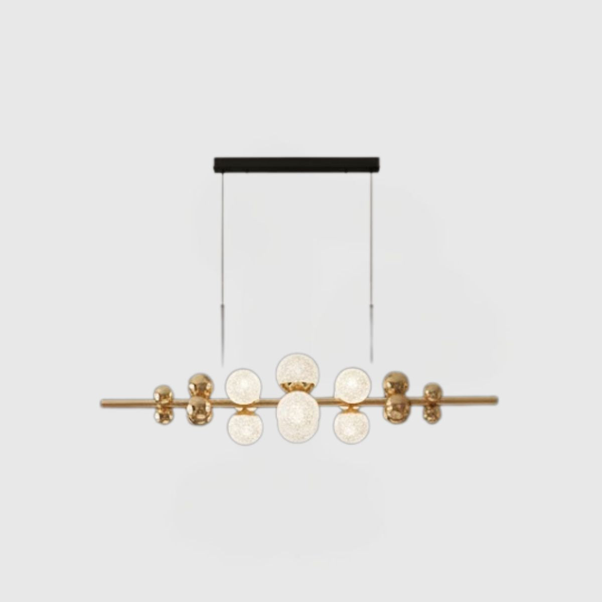 Modern Gold Chandelier with White & Transparent Spherical Lights