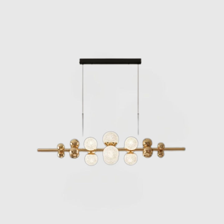 Modern Gold Chandelier with White & Transparent Spherical Lights
