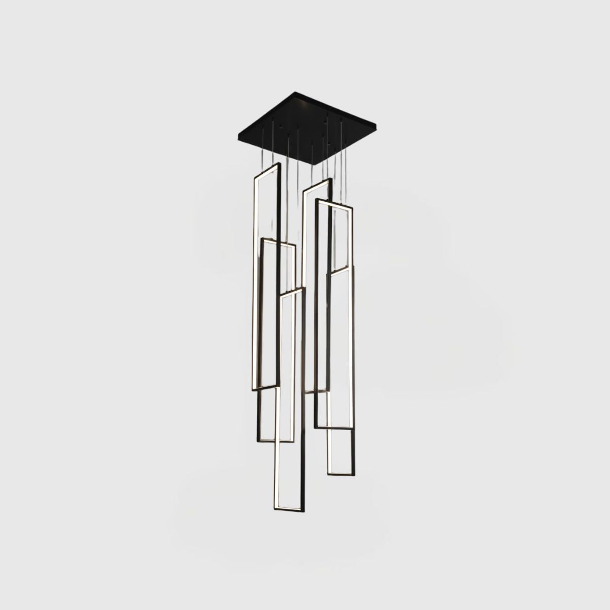 Modern LED Suspension Light – Cascade Miré Style, Matte Black Steel