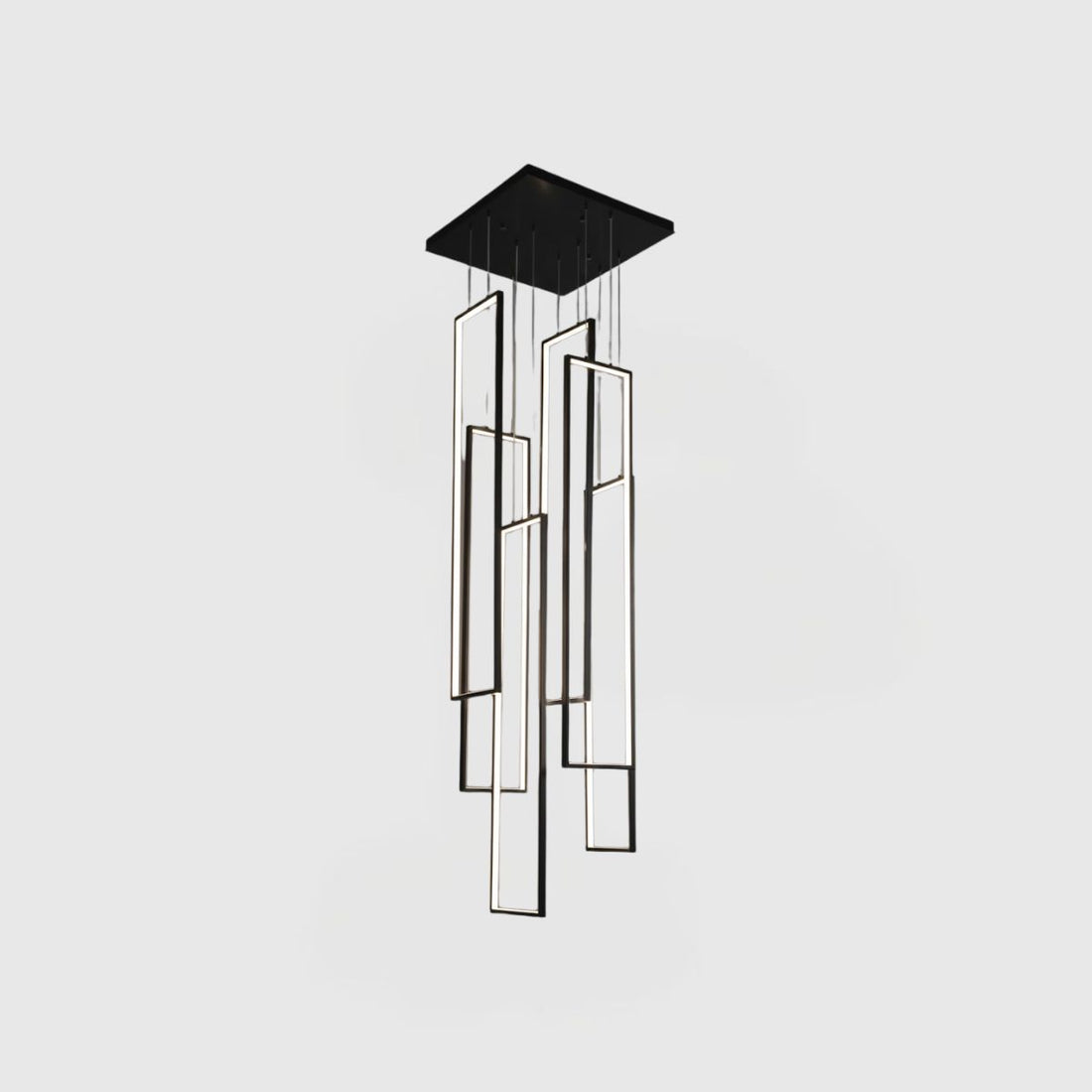 Modern LED Suspension Light – Cascade Miré Style, Matte Black Steel