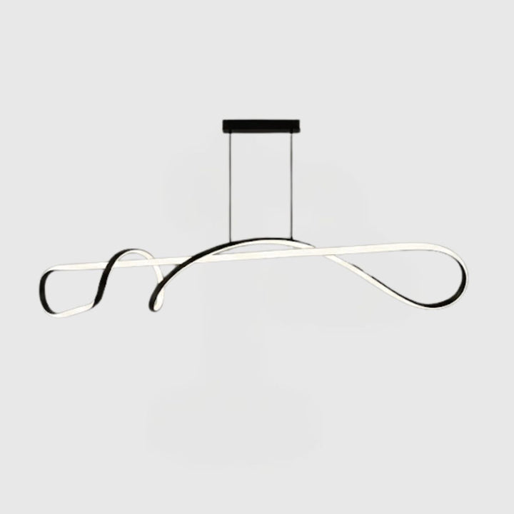 Modern Loop LED Chandelier – White & Black Ribbon-Style Ceiling Light