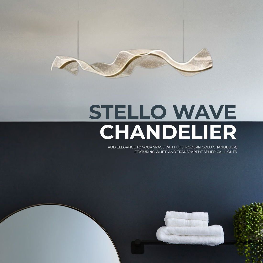 Stello Wave Chandelier – Modern Aluminum & Acrylic LED Light with Adjustable Height