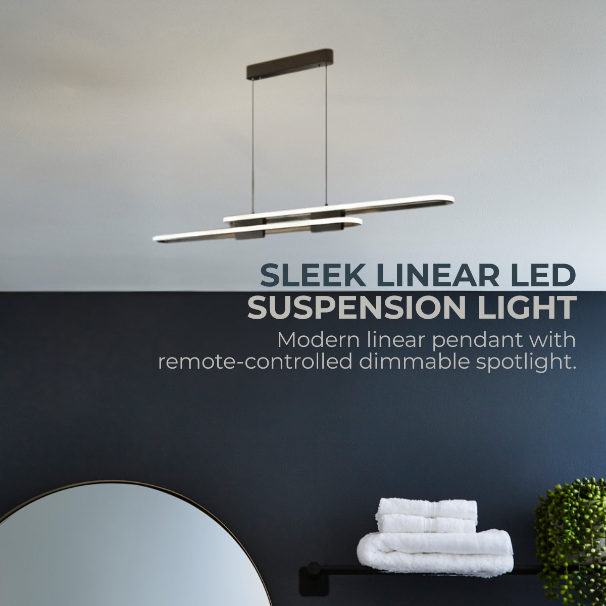 Sleek Linear LED Suspension Light – Remote-Controlled Spotlight Pendant