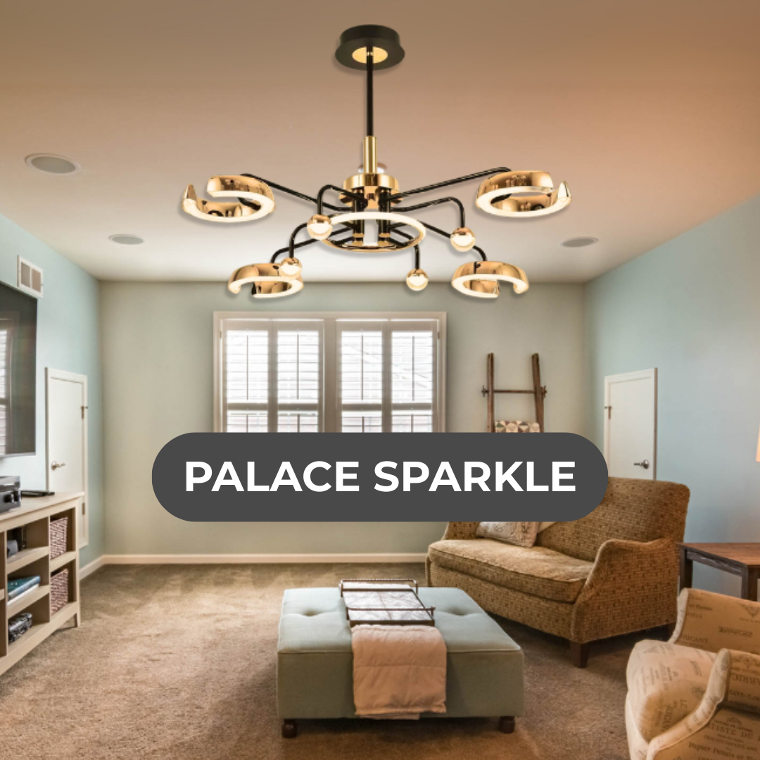 Modern Golden & Black Linear Ceiling Chandelier