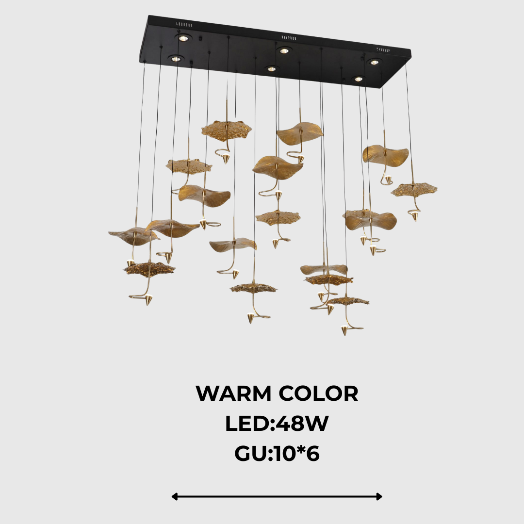 Copper Flower 48W LED Linear Chandelier