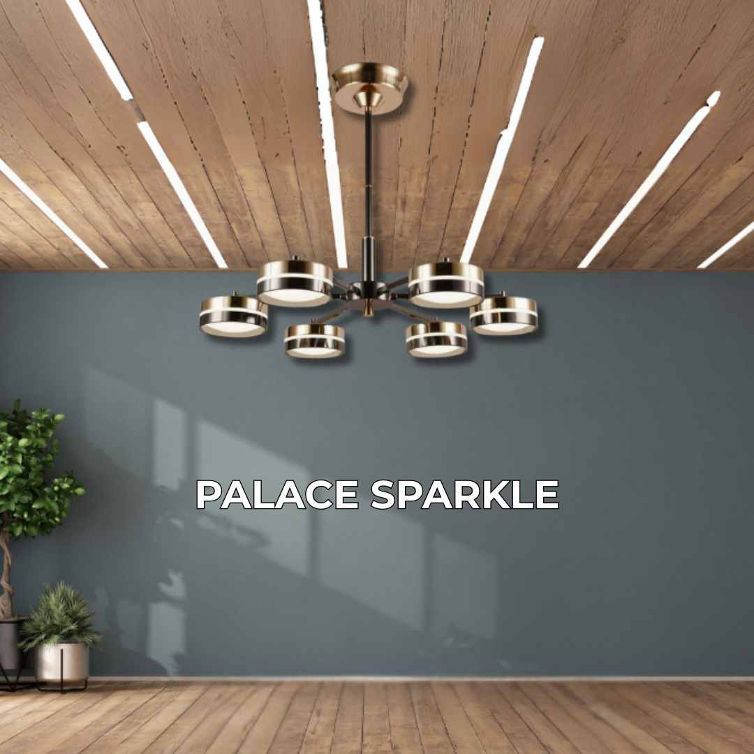 Modern Golden & Black Linear Ceiling Chandelier