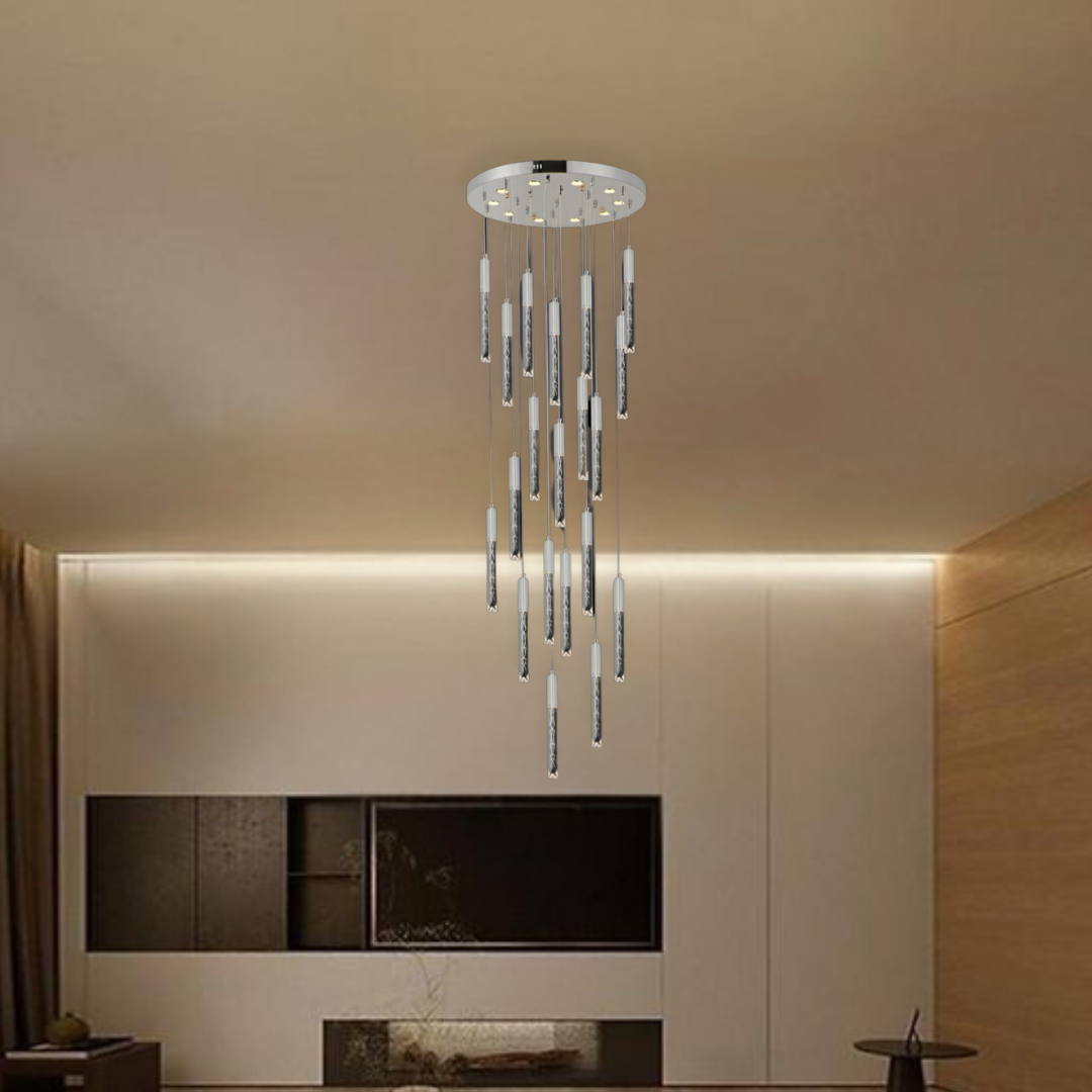 Long Crystal Chandelier – 3 Color LED