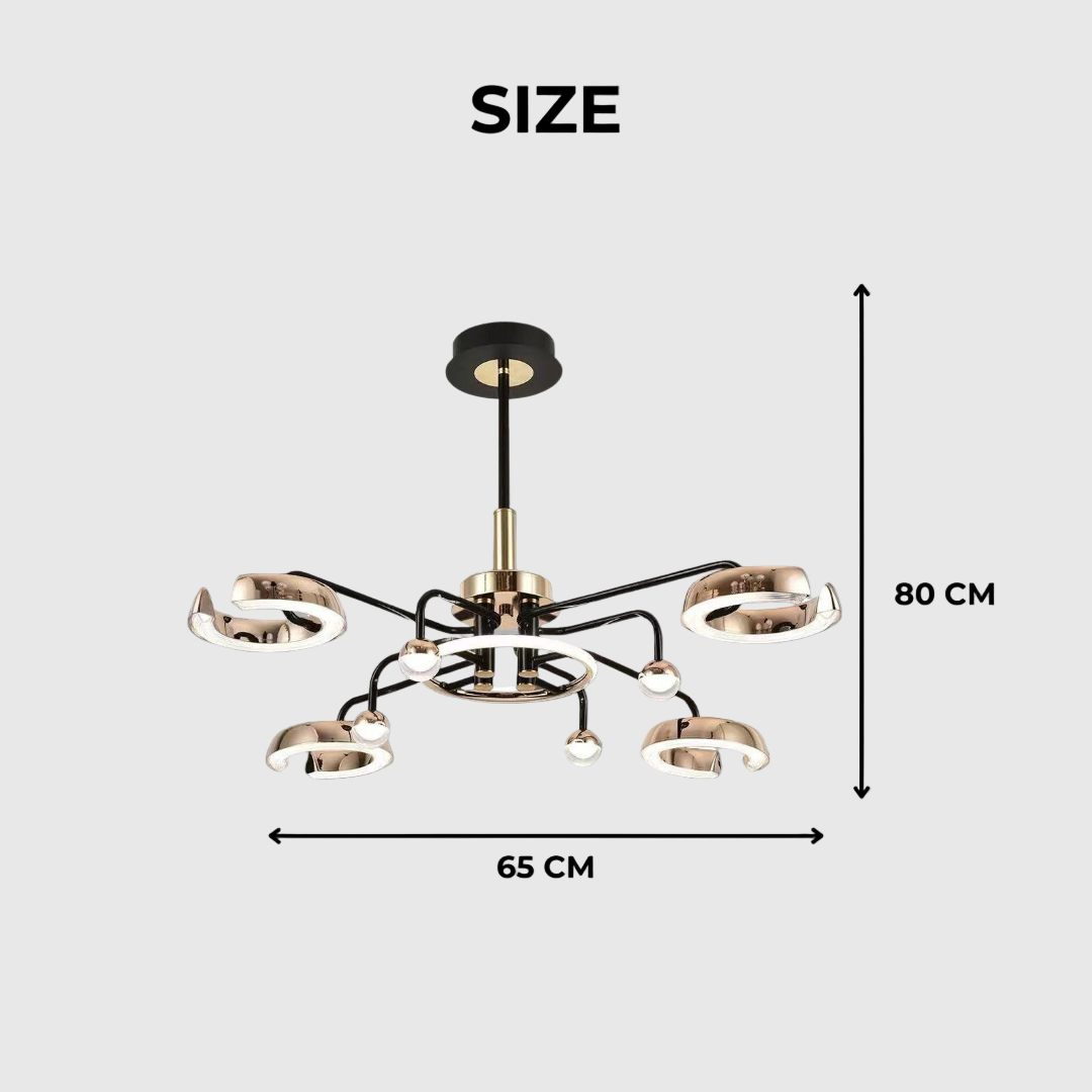 Modern Golden & Black Linear Ceiling Chandelier