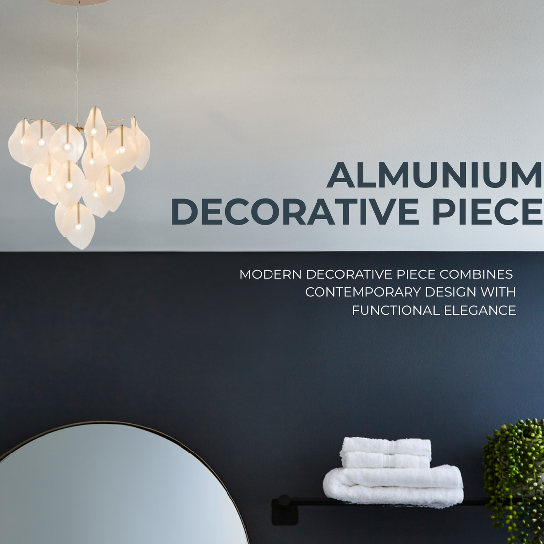 Aluminum, Acrylic & Iron Decorative Piece with Gold Base