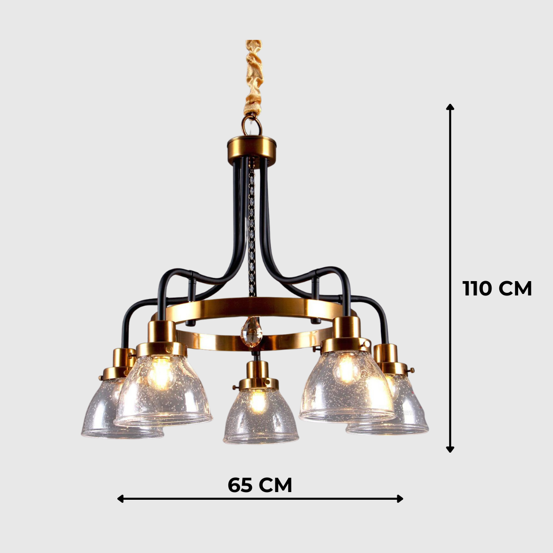 Vintage Metal and Glass Ceiling Chandelier