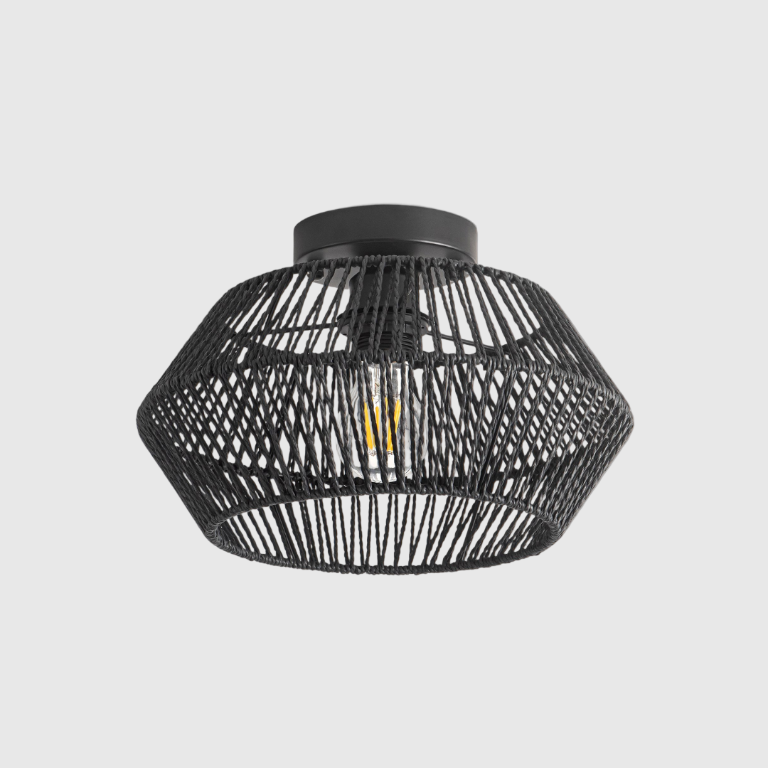 Rustic Black and White Bamboo Chandelier