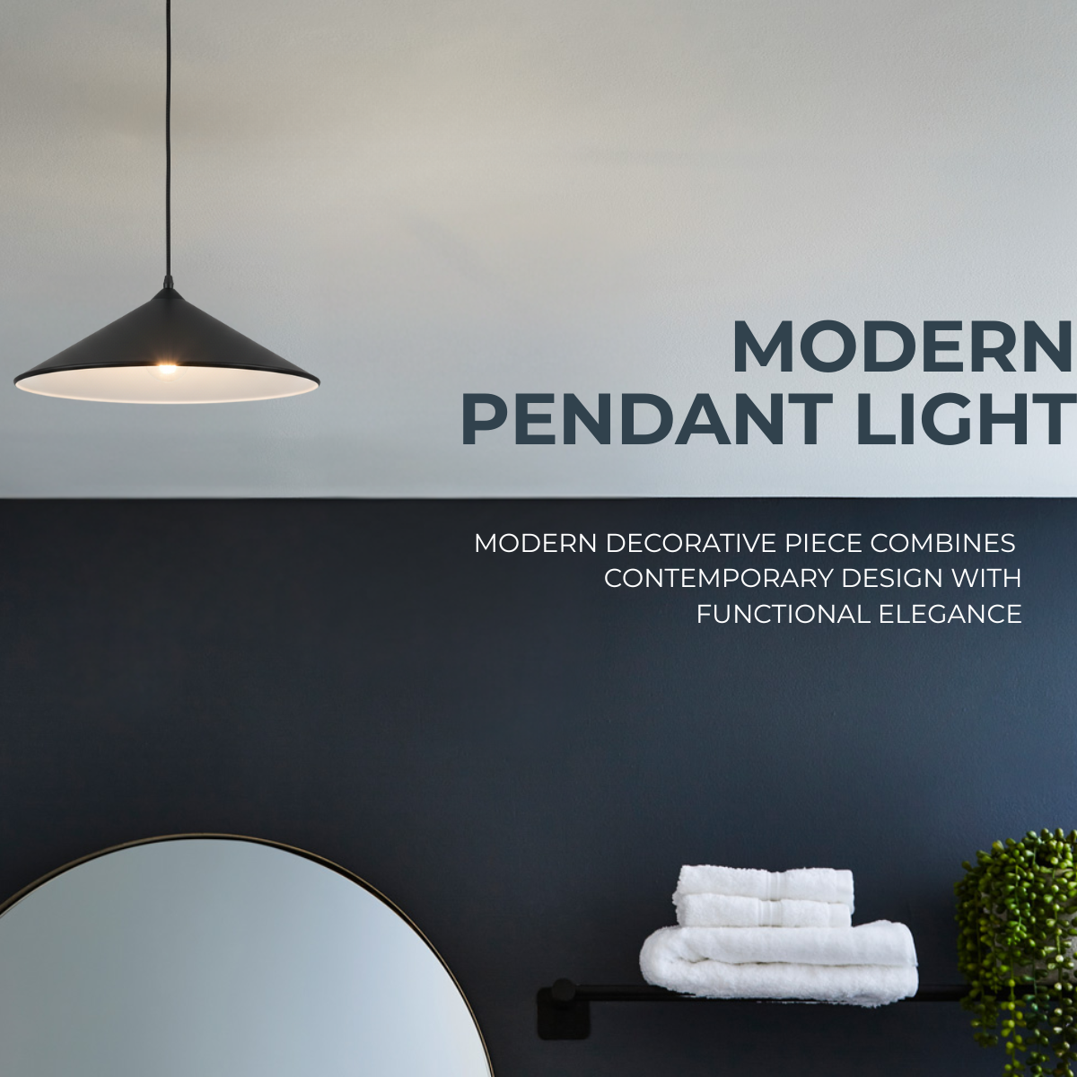 Modern Black Cone Pendant Lamp – Textured Metal Hanging Light for Dining & Kitchen