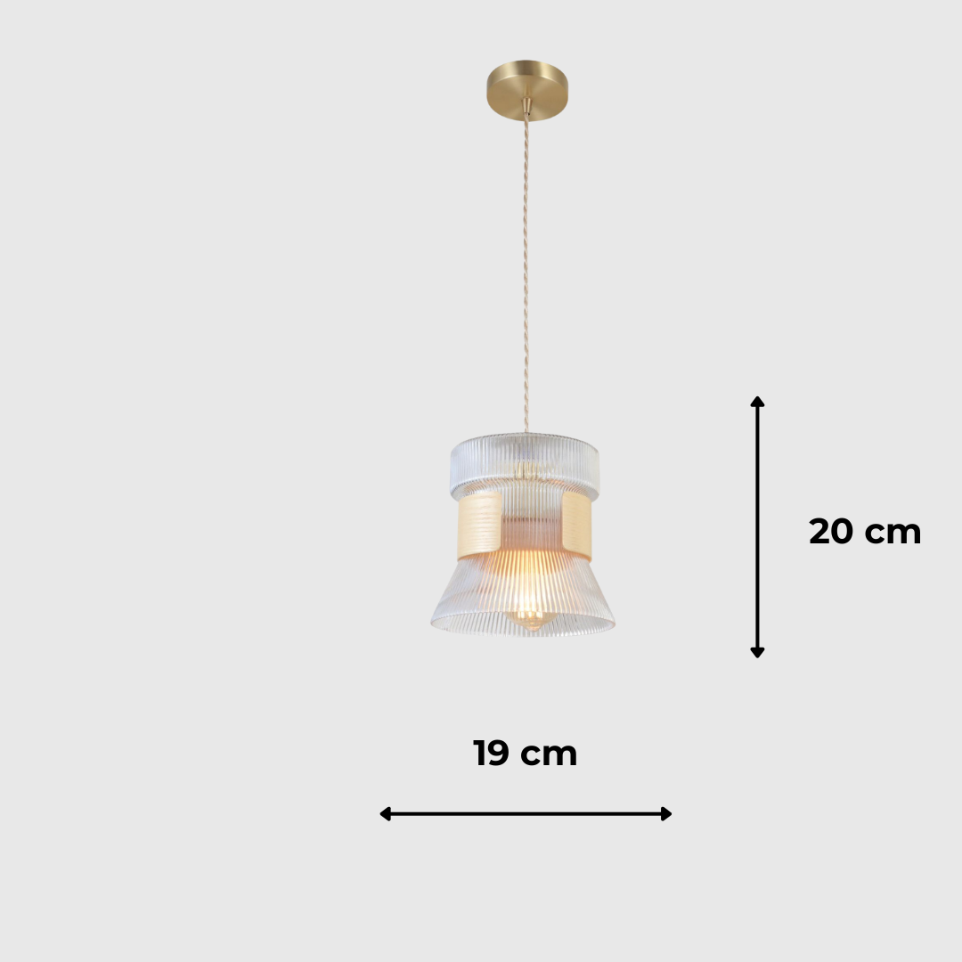 Adjustable Glass and Wood Pendant Light