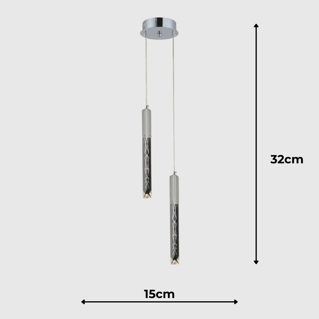 Long Crystal Double 3-Color LED Pendant