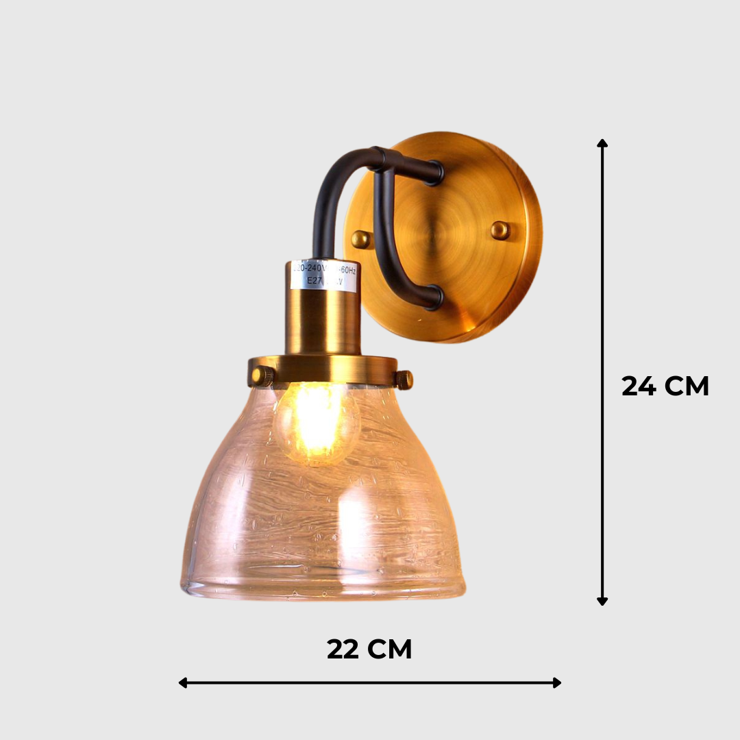 Modern Copper Glass Wall Light Fixture