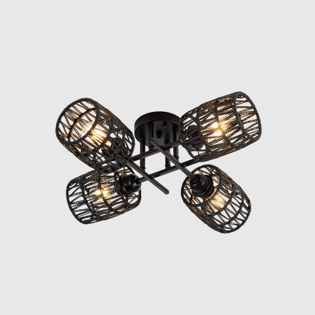 Elegant Natural Bamboo Rustic Ceiling Light