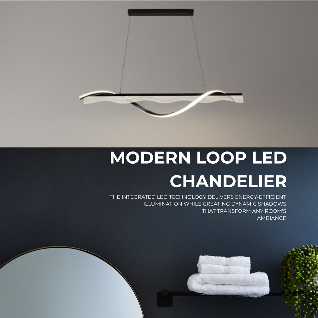 Modern 3-Light LED Tiered Chandelier – Black Wrought Iron,