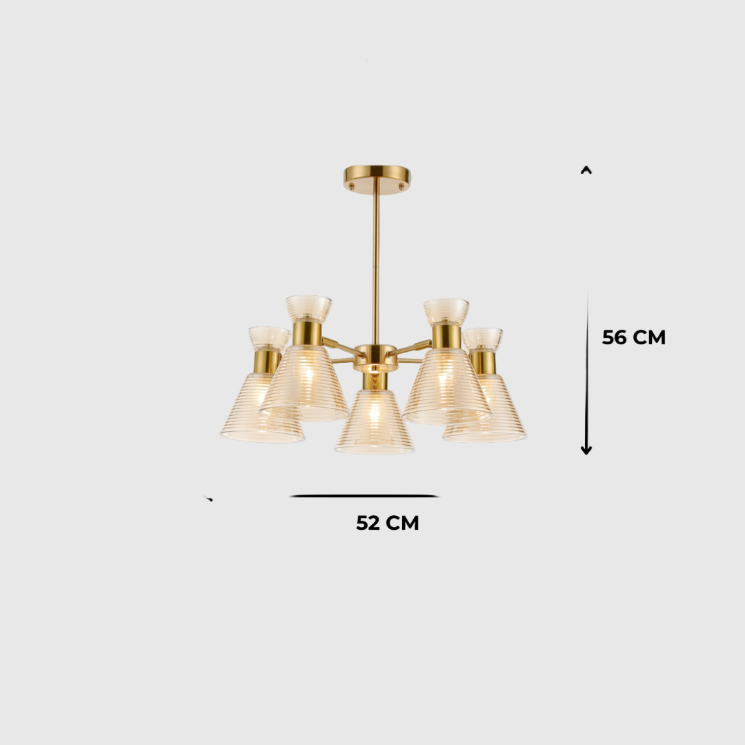 Golden Glass Copper Pendant Chandelier