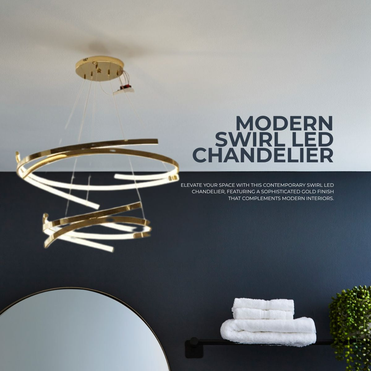 Modern Swirl LED Chandelier - Gold Finish