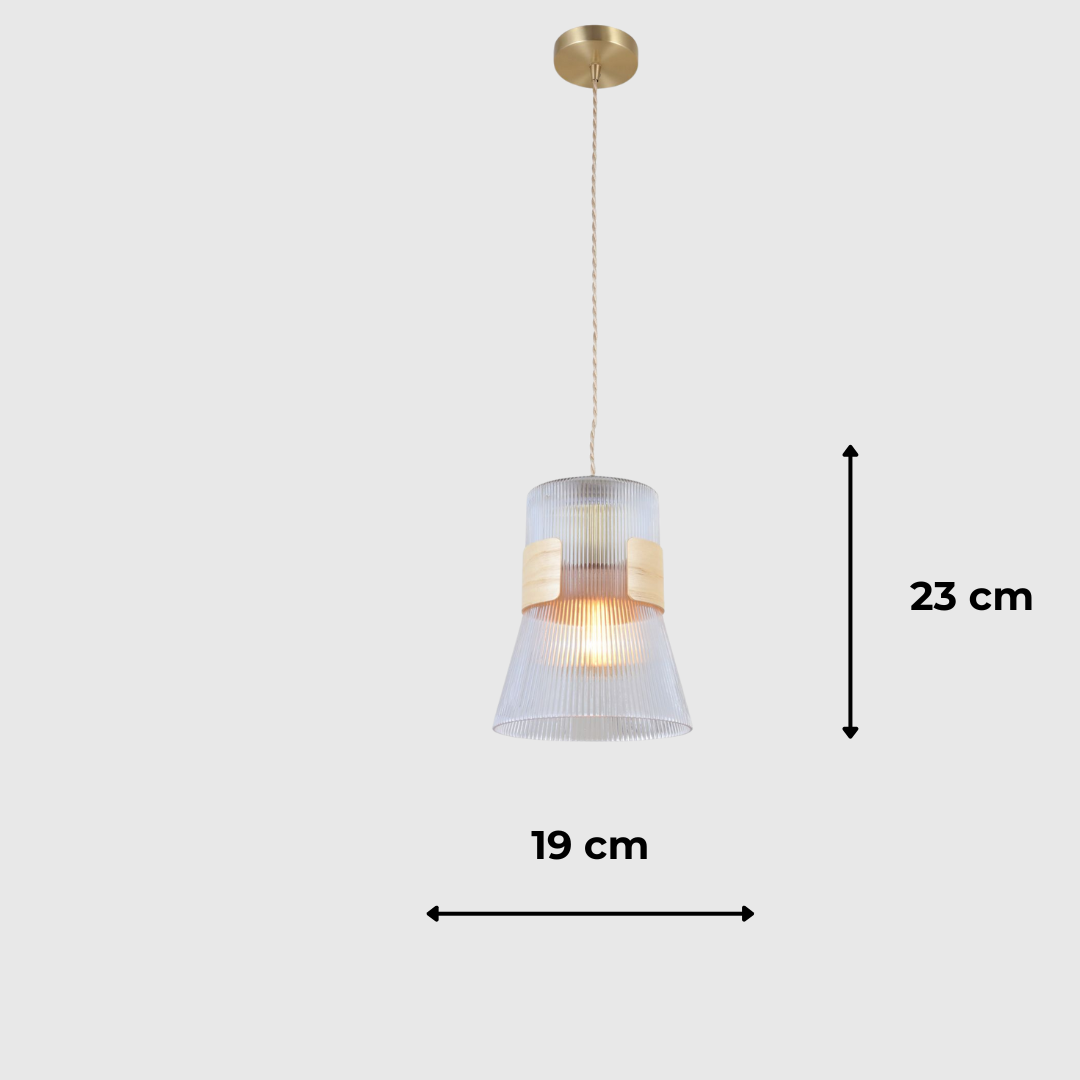 Glass Wood Adjustable Pendant Ceiling Light