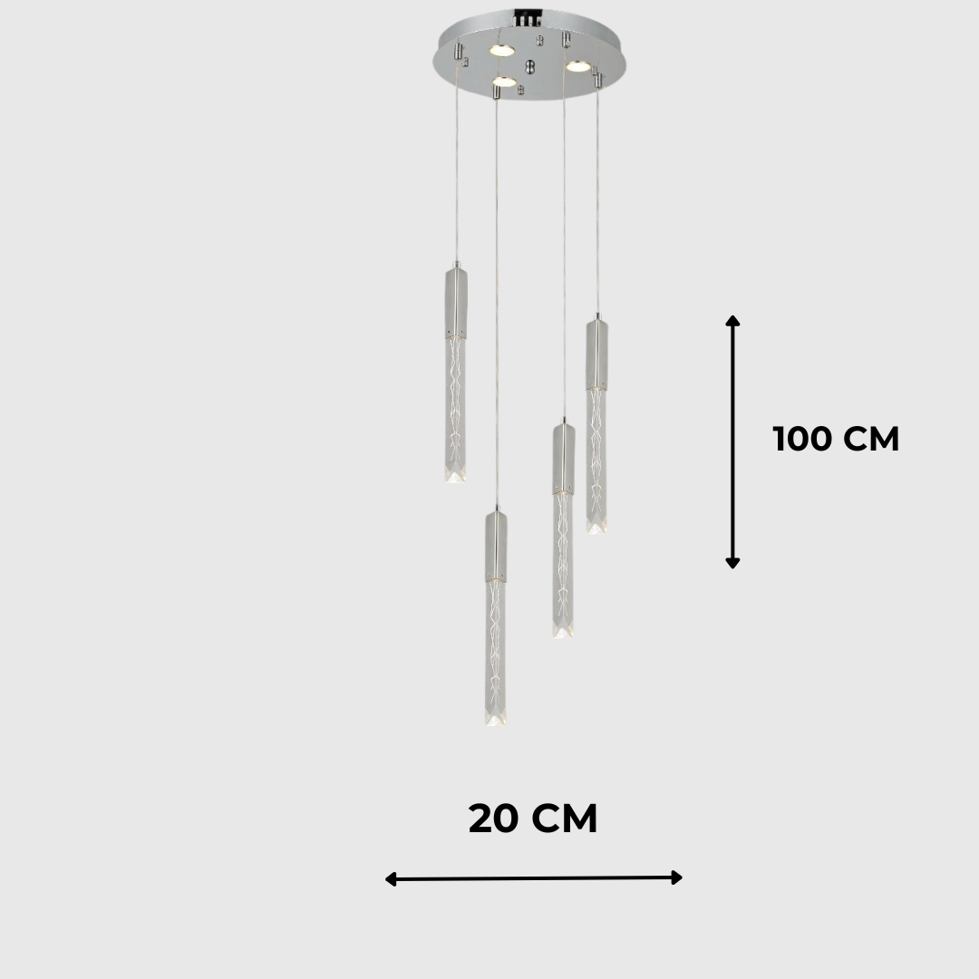 Modern Long Crystal 3-Color LED Chandelier