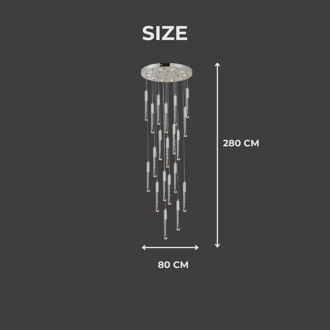 Long Crystal Chandelier – 3 Color LED