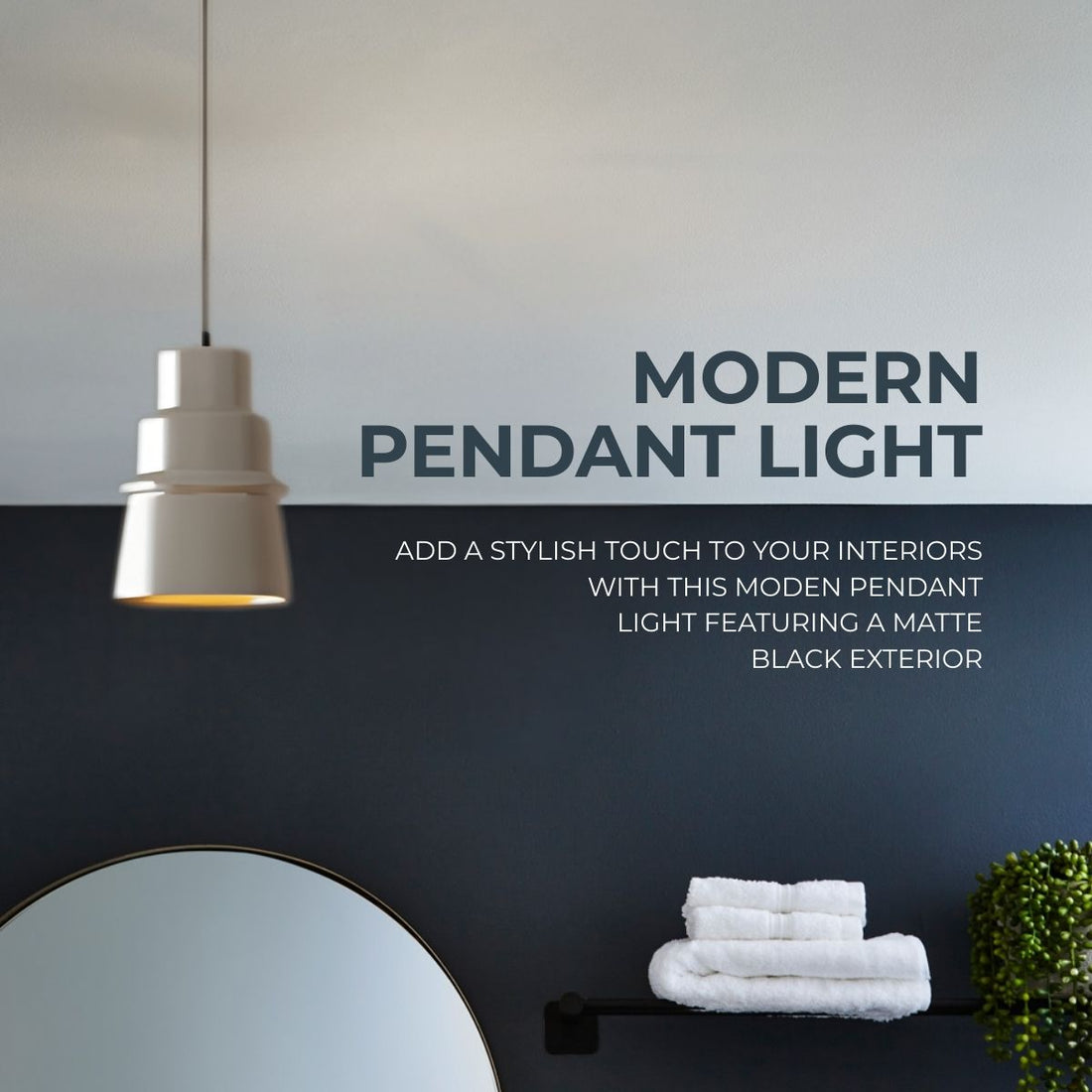 Pendant Light with Gold Interior – Modern Hanging Ceiling Lamp