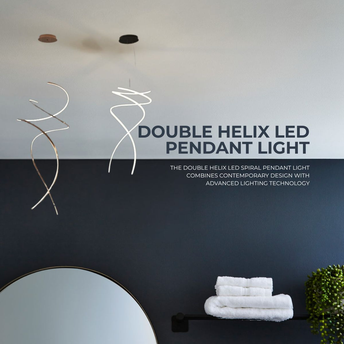 Double Helix LED Spiral Pendant Light – Modern Ceiling Fixture