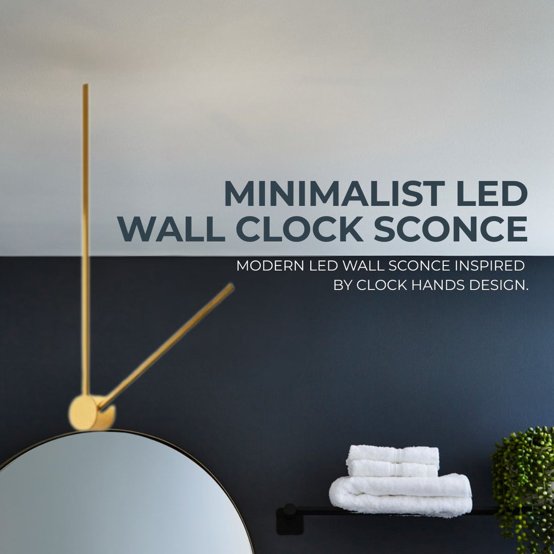 Minimalist Clock Hands LED Wall Sconce – Modern Wall Light Fixture