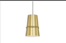 Castor One Light Pendant – Minimalist Gold Aluminum Shade with Matte White Interior