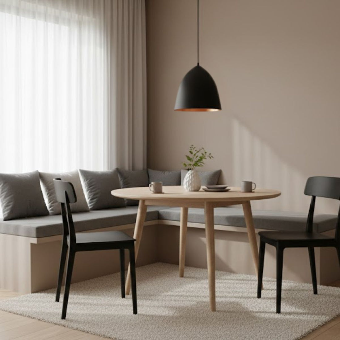 Modern Bullet/ Cone Pendant Light – Matte Black Exterior with Copper/Gold Interior