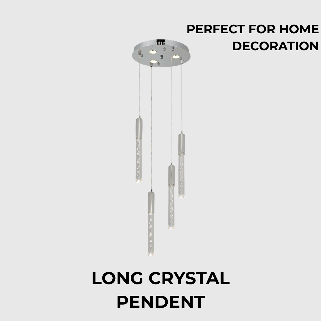 Modern Long Crystal 3-Color LED Chandelier