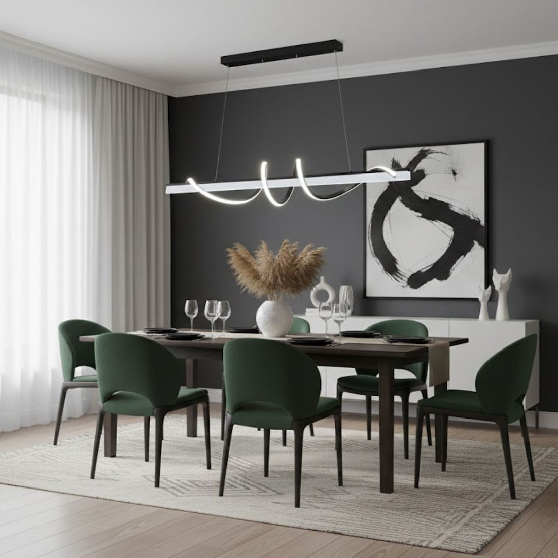 Modern Spiral LED Chandelier – 38W Dimmable Neutral White Lighting for Living & Dining Rooms