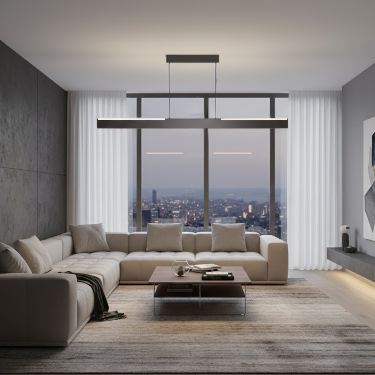 Sleek Linear LED Suspension Light – Modern Ceiling Pendant