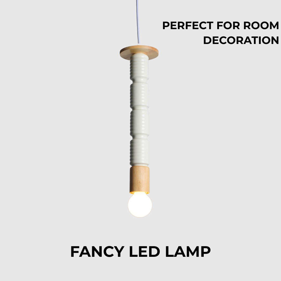 Modern Wood Iron Pendant Bedside Lamp