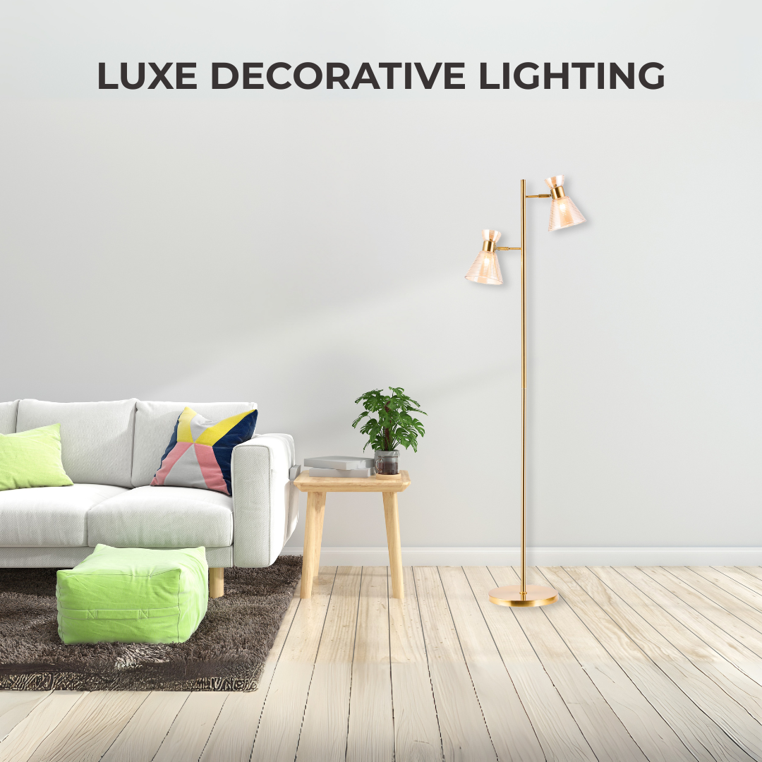 Golden Glass Copper Floor Lamp