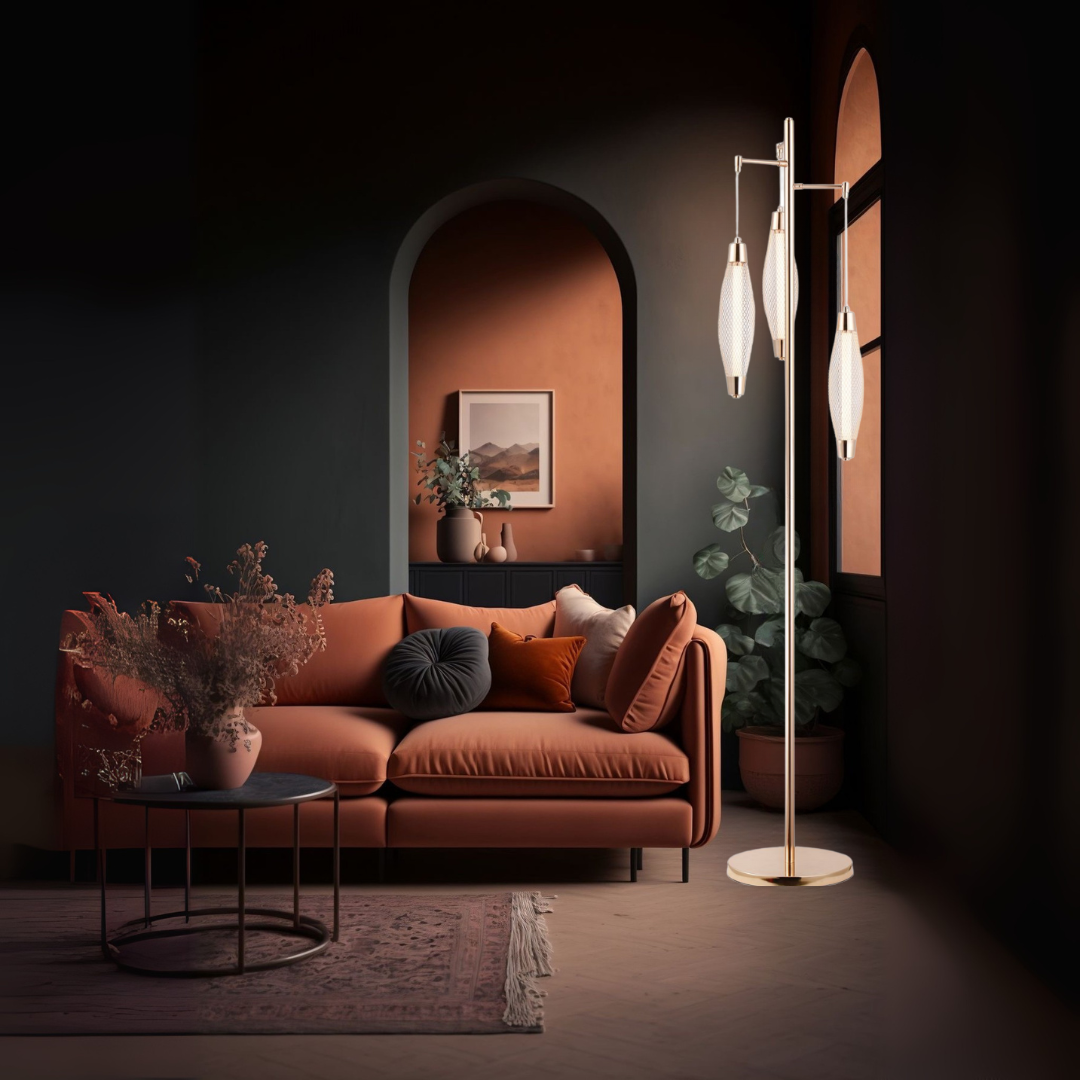 Modern Standing LED Floor Lamp Gold